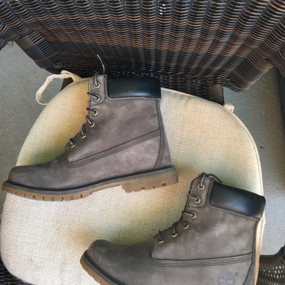 Timberland WOMEN'S 6" PREMIUM LEATHER BOOTS WATERPROOF Lace Up Grey Sz 9 - Picture 3 of 10